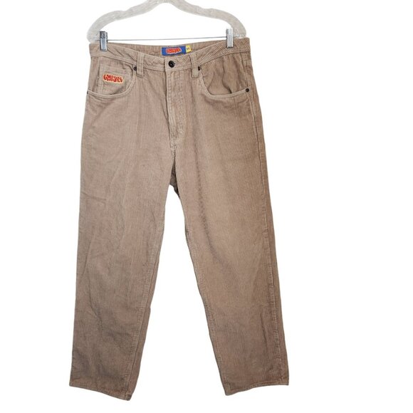 Y2K Empyre Corduroy Wide Wale Pants Men 32 Beige Relax Loose Skate Baggy Grandpa - Picture 1 of 13